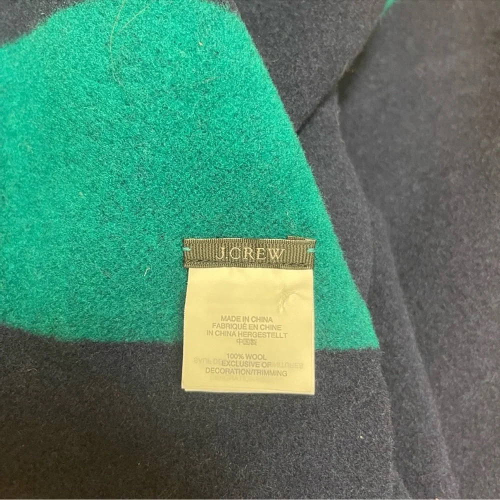 🚨MAKE AN OFFER🚨 J Crew Oversized Blue/Green Striped Wool Scarf with Pom Poms
